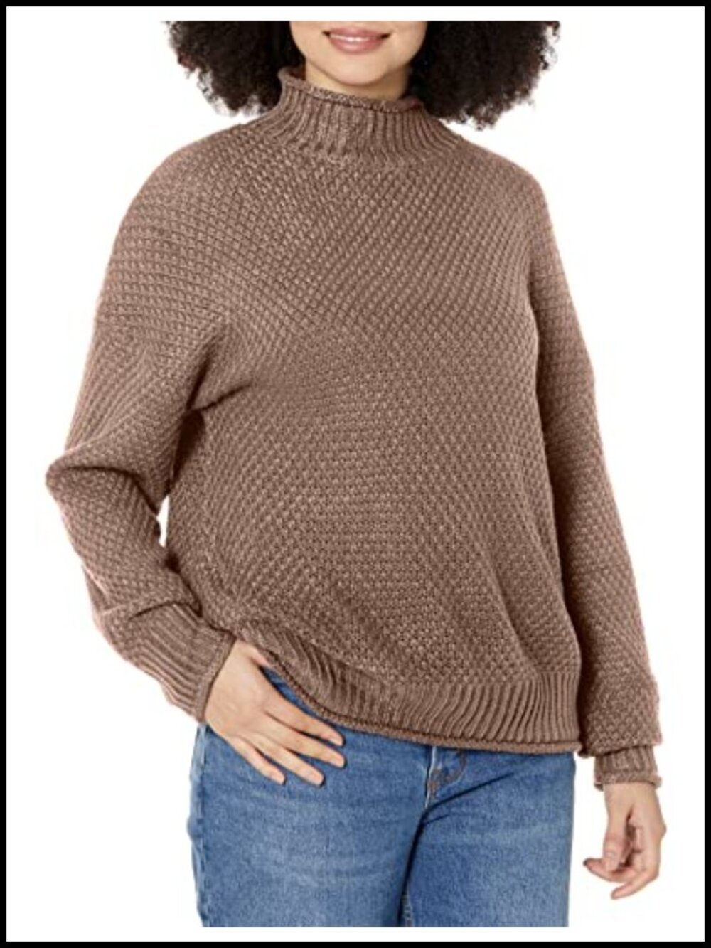 Oversized Chunky Knit Turtleneck Batwing Sleeve Pullover Sweater